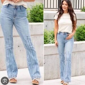Judy Blue Pleat Detail Flare Jeans